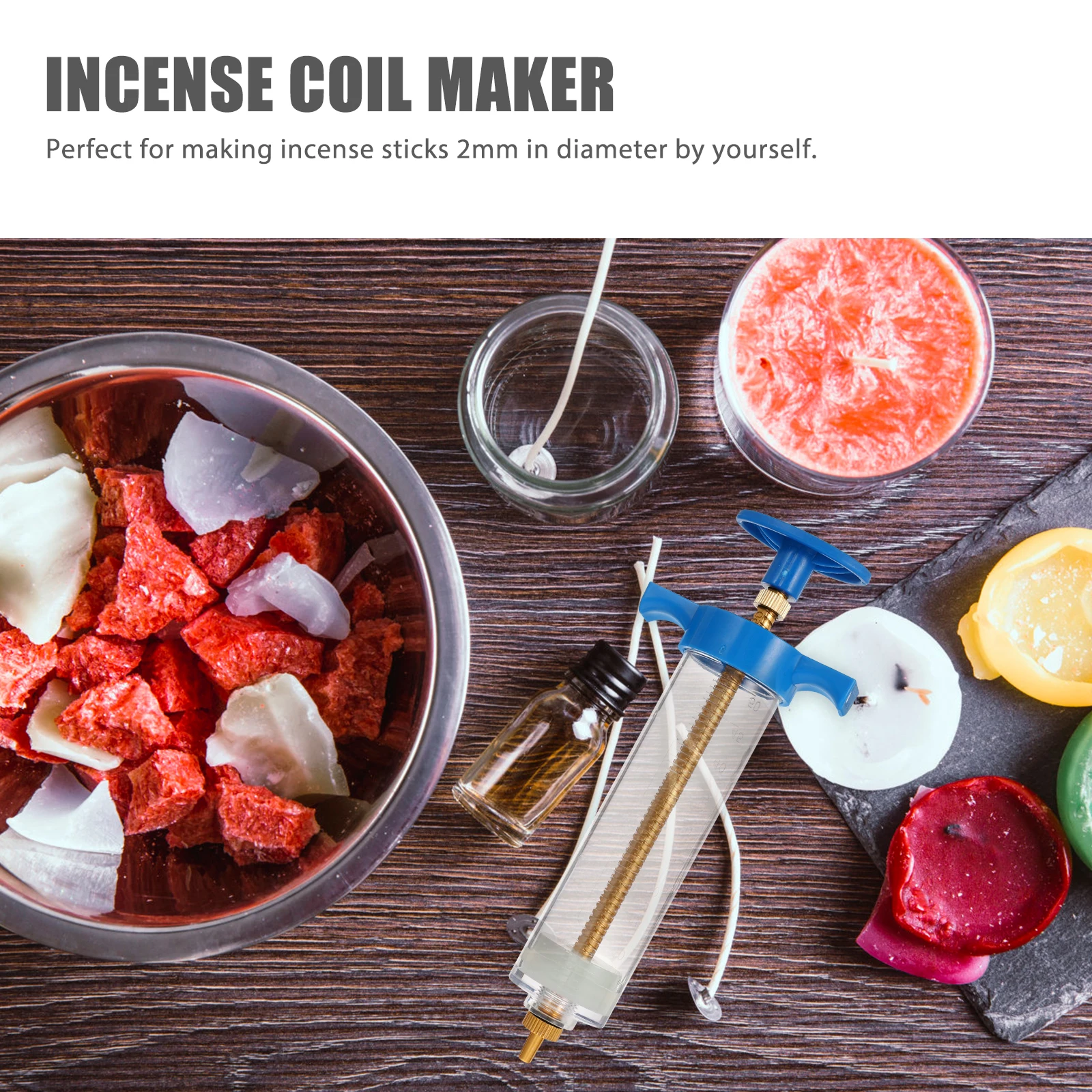 

Professional Incense Coil Maker 2Mm Diameter Plastic Extruder for DIY Handmade Mud Incense Stick Making Tool Home Craft Squeezer