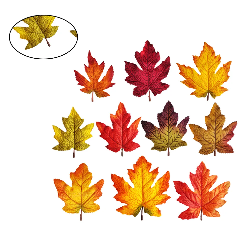 

30Pcs Maple Leaf Decor Artificial Leaves for Autumn Home Decoration 10 Colors Mixed Characteristic Exquisite Design Bright Look