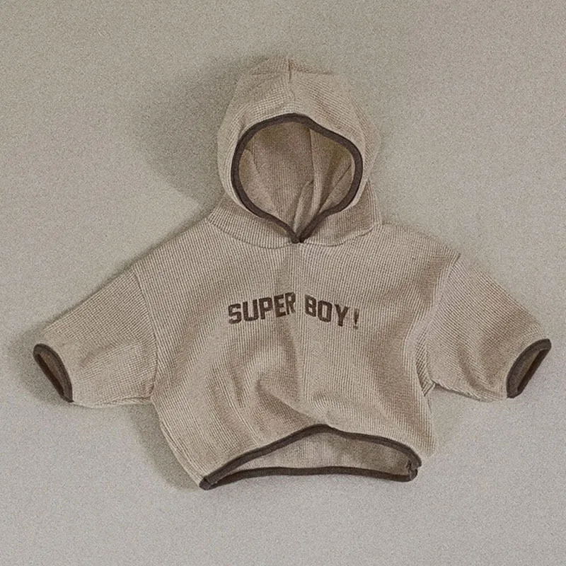 Fashion Letter Print Baby Boy Long Sleeve Hoodie Cotton Children Casual Hooded Sweatshirt New Kids Clothes Spring Boys Tops