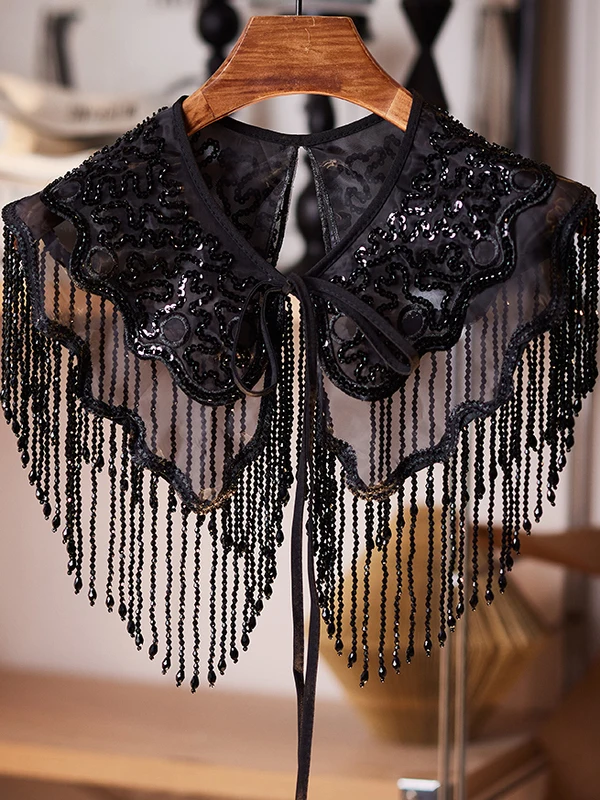 Retro Short Coat New Handmade Tassel Hepburn Style Small Shawl Matching  Dress Elegant Slim Fit round Neck Button up