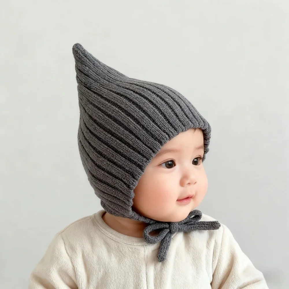 Sweet Solid Color Baby Knitted Cap Ear Protector Comfortable Children Pullover Hat Warm Korean Style Earmuffs Cap Girl