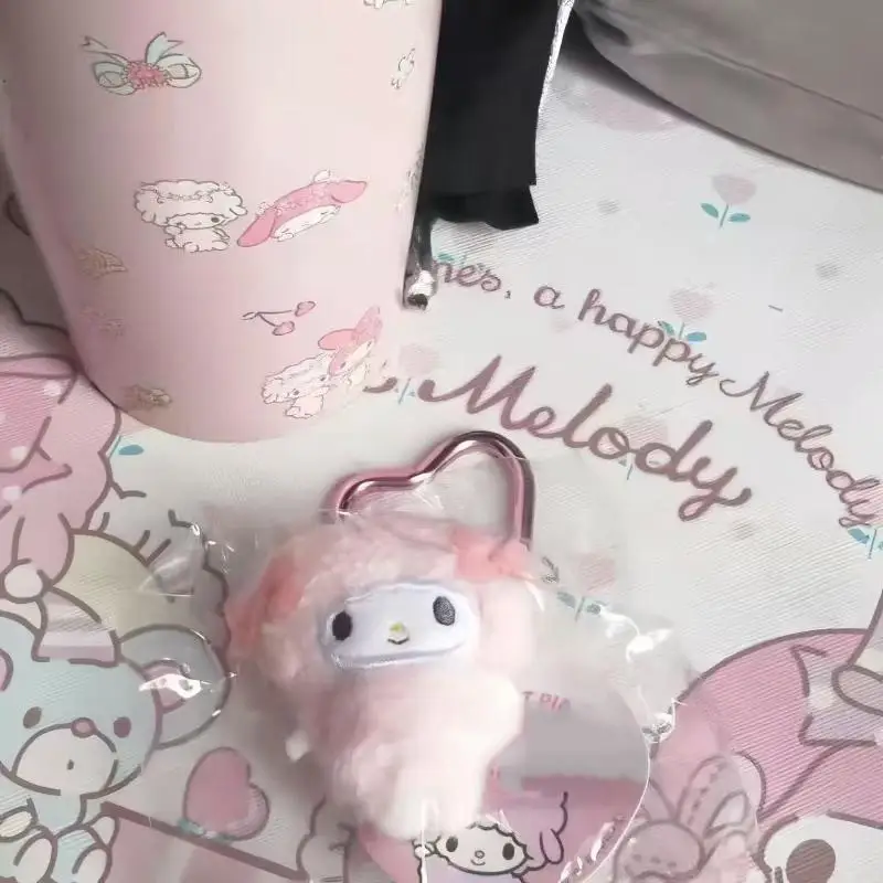 Kawaii Sanrios My Sweet Piano Plüschpuppe Schlüsselanhänger Cartoon My Melody Stofftiere Anhänger Niedliche rosa Schafe Klavier Schlüsselanhänger Geschenke