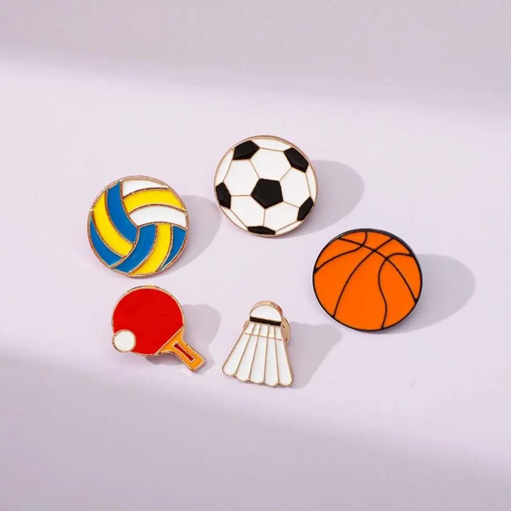 

Simple Soccer Sports Ball Enamel Pin Basketball Volleyball Dripping Oil Brooch Alloy Korean Style Metal Badge Jewelry Gift