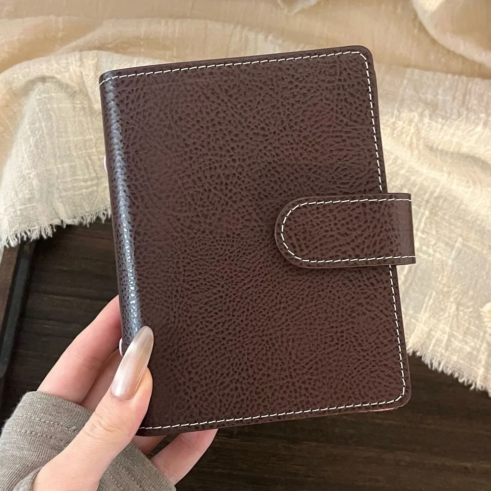Retro Brown PU Leather A7 Loose-leaf Notebook Portable Travel Journal Students Diary Book DIY Scrapbook Notepad