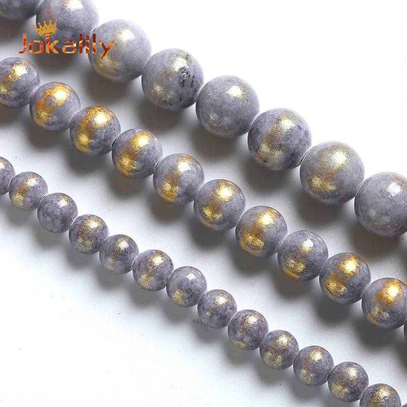 

Natural Light Purple Lapis Lazuli Color Jades Stone Round Beads For Jewelry Making Loose Beads DIY Bracelets Necklaces