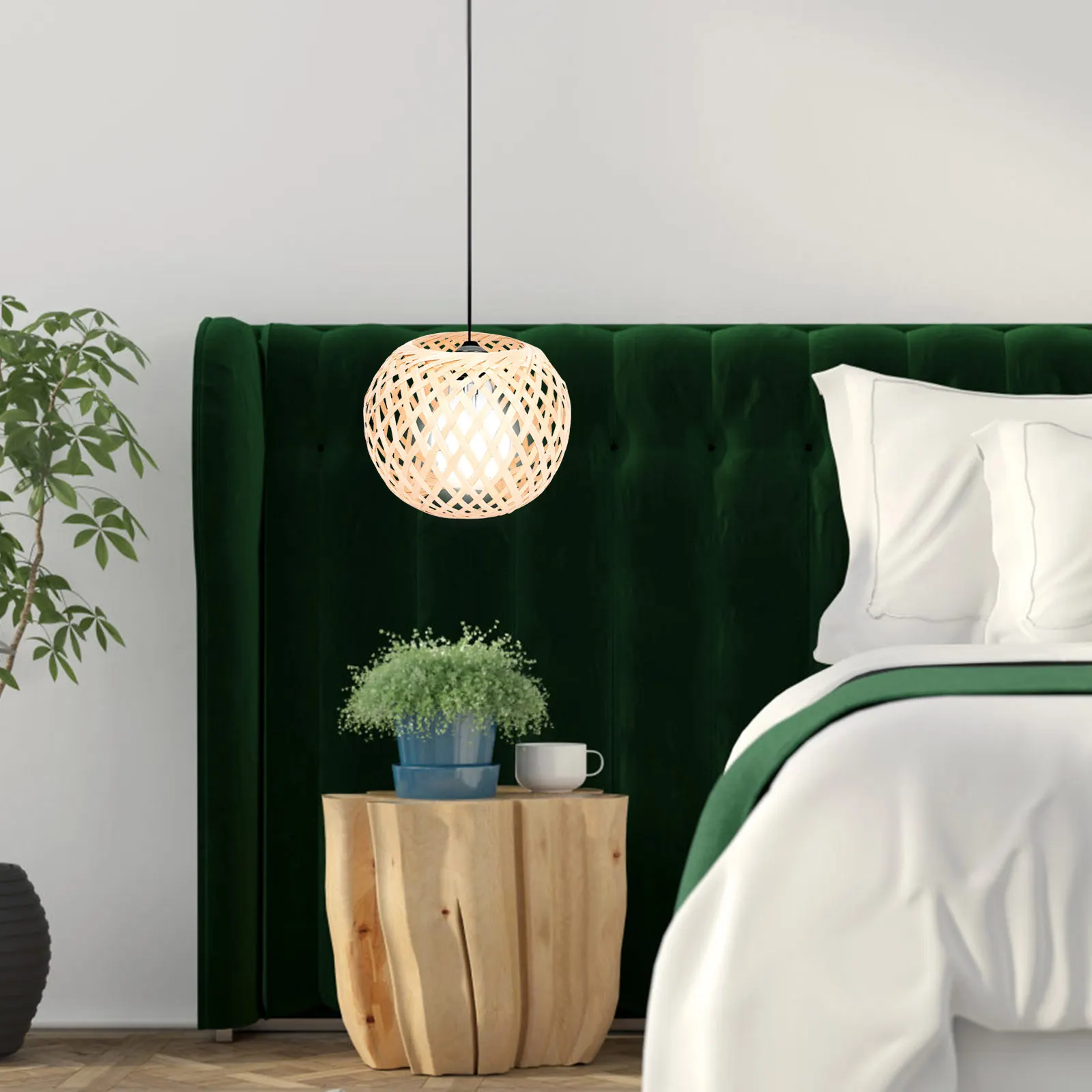 

Bamboo Lampshade Woven Retro Desk Privacy Screen Dust Proof Lighting Bamboo Weaving Lampshade Accessories Home Furnishing