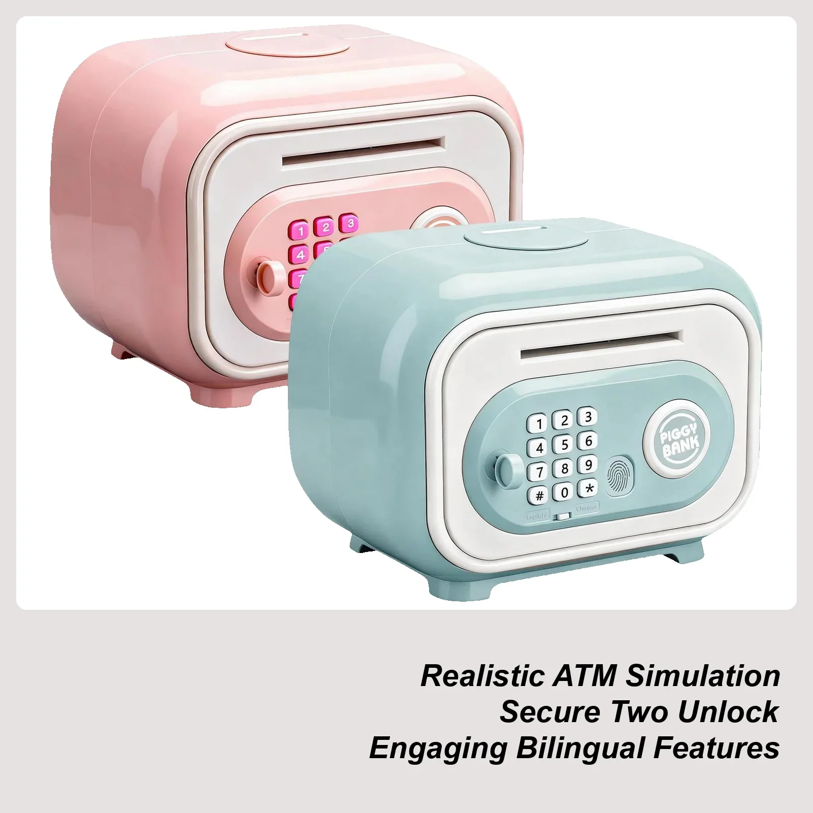 Kids Piggy Bank Fingerprint Password Electronic Savings Box Cash Coin Safe Box Toy Electric Bank For Counting Savings Ages 3-12 - view 3