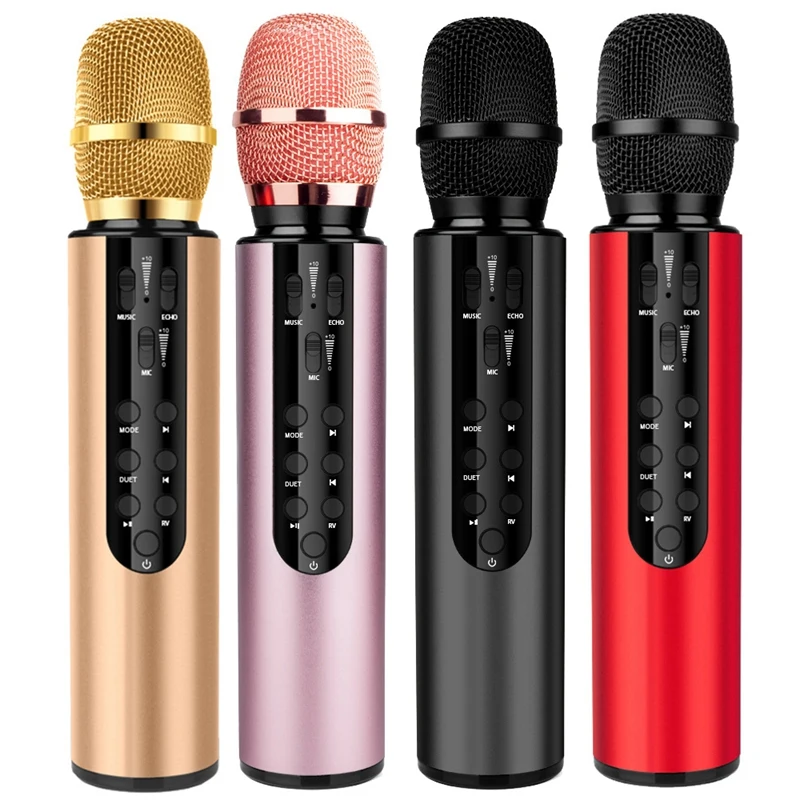 Wireless Bluetooth Microphone Dual Speaker Condenser Microphone Portable Karaoke Mic For Live Streaming Speech