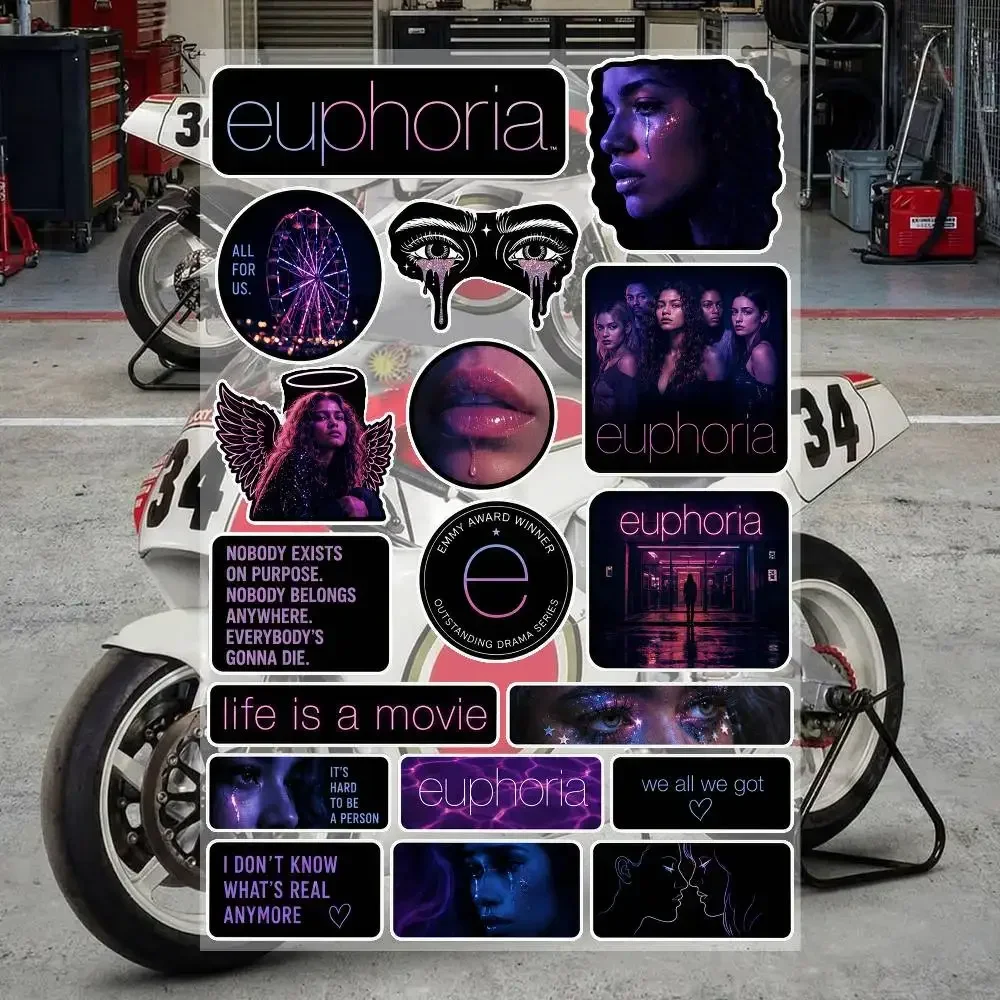 Autocollants esthétiques E-Euphoria, autocollants imperméables en PVC pour moto, skateboard, casque de voiture, carnet, décoration DIY