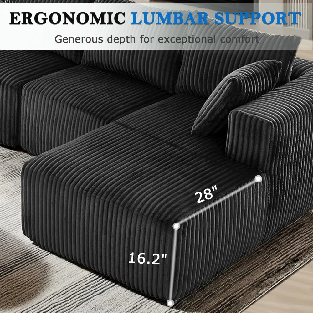 أريكة مقطعية مع كرسي وعثماني، أريكة على شكل حرف L مكونة من 3 مقاعد، أثاث غرفة معيشة مريح يشبه السحابة #2