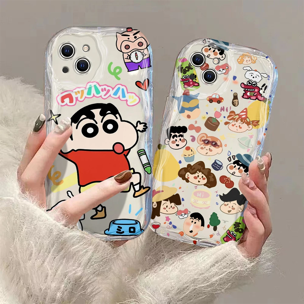 Anime crayons s-shin-chans 3D Wave Case For iPhone 15 14 13 12 11 Pro Max Mini X XR XSMAX 8 7 6S Plus Soft Silicone Cover