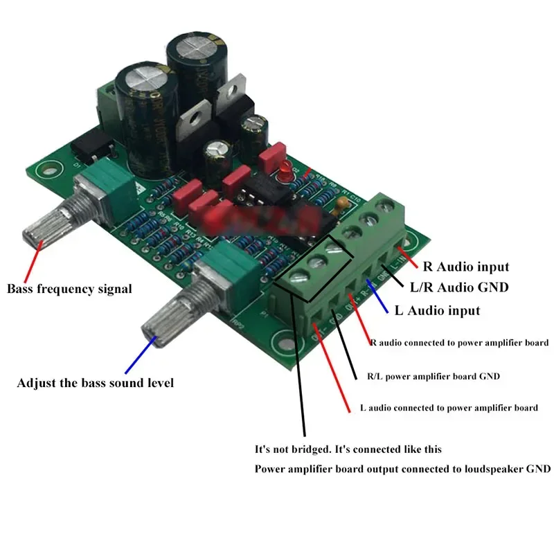 Scheda di controllo del tono del subwoofer Scheda preamplificatore del subwoofer con regolazione della banda dei bassi e funzione Bridge BTL