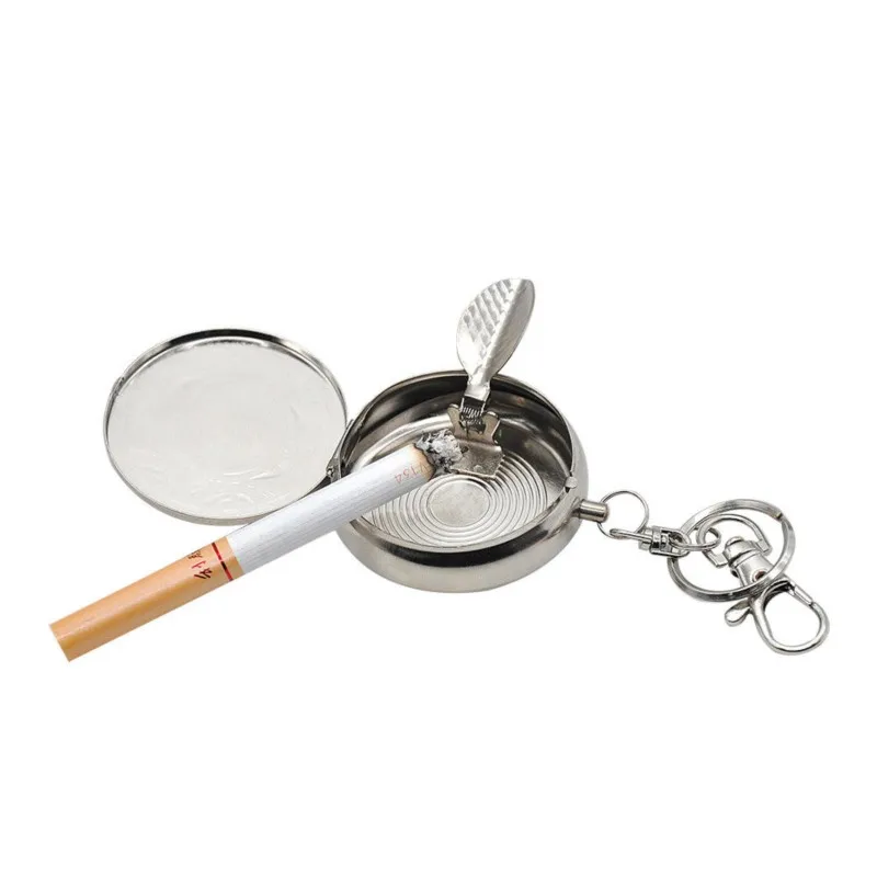 Mini Portable Pocket Purse Ashtray Keychain with Cigarette Holder with Keychain