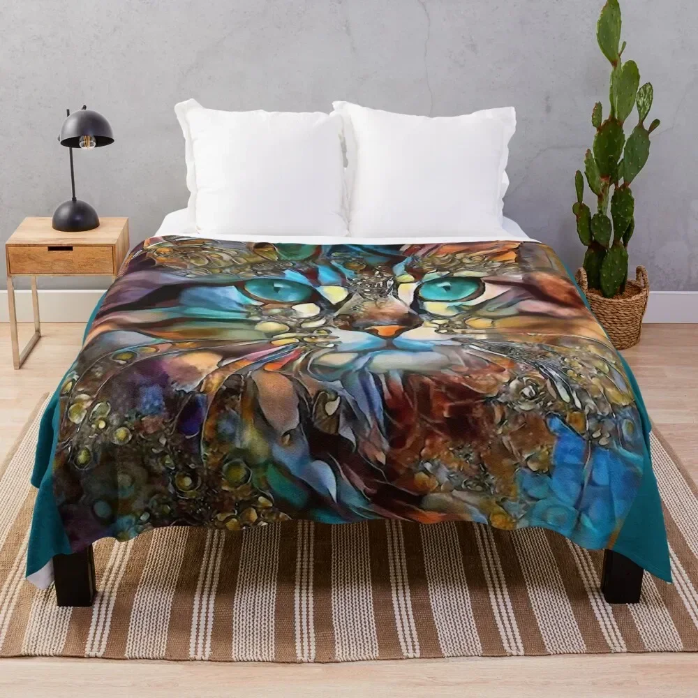 

Andyna, cat, chat, cat, lea roche paintings Throw Blanket Bed Fashionable Softest Picnic Blankets