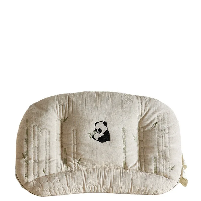 Adult Bamboo Hemp Special-shaped Neck Pillow Core Panda Embroidery High Rebound Single Bamboo Fiber Shaped Medium Pillow