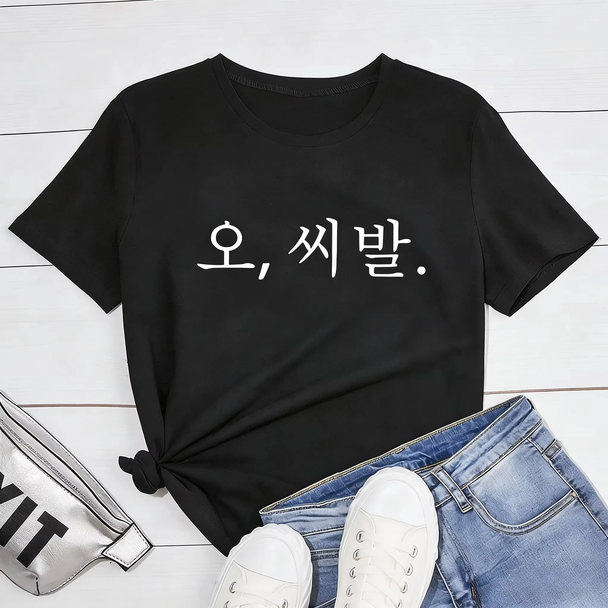 Korean Fashion Funny Letter Print T-shirt Women Short Sleeve T-shirts Unisex Summer Kpop Women's Clothing