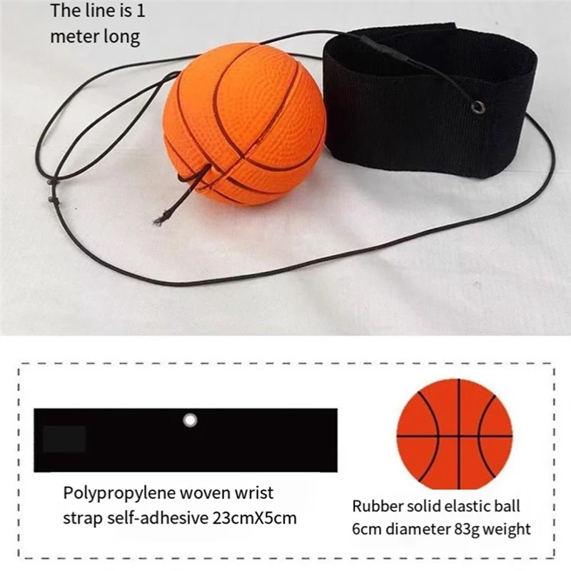 Pelota de muñeca deportiva de 6 uds., incluye baloncesto, béisbol y fútbol en una cuerda, rebote de goma Ballb87b