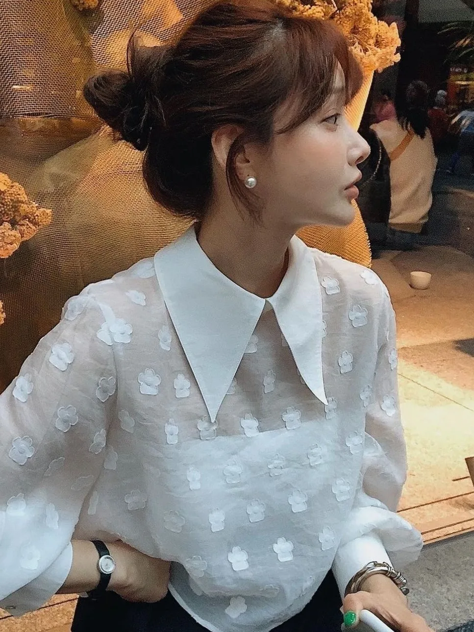 Casual Long Sve ปัก irt ผู้หญิงฤดูร้อนการออกแบบที่ไม่ซ้ํากันหลวม Fit อเนกประสงค์ arp Collar Top จีน Brandl Faion