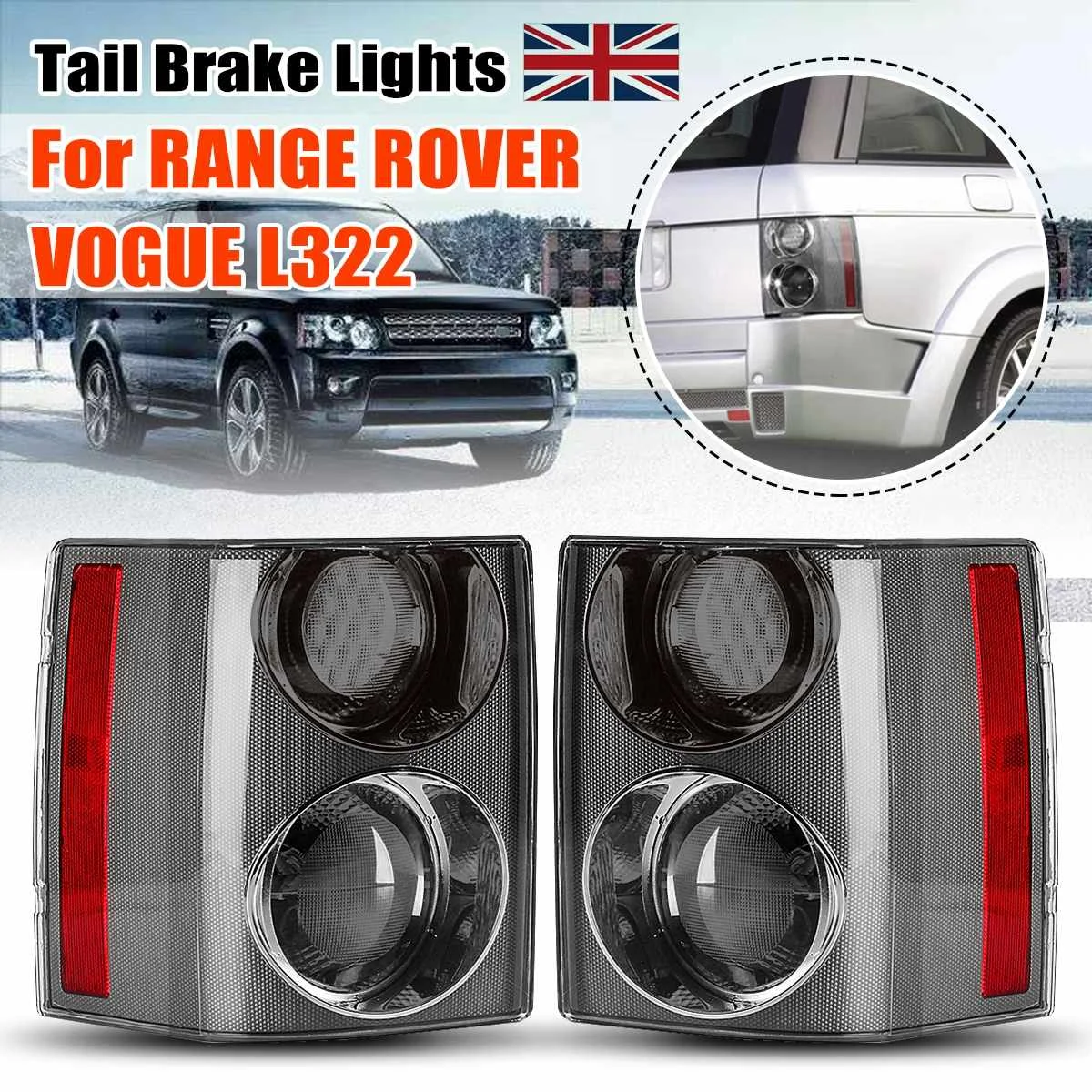 Pair Car Tail Light  Rear Brake Lamp Signal Driving DRL For Range Rover Vogue L322 2002 2003 2004 2005 2006 2007 2008 2009 Run