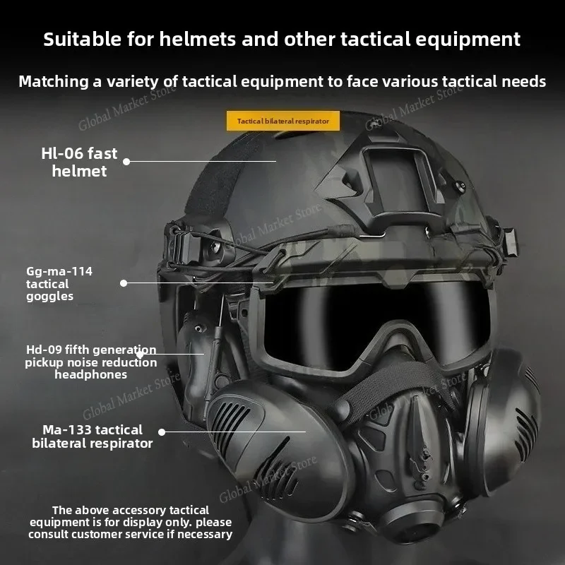 

Тактический двусторонний респиратор, подходит для шлема, одиночный, однотонный дизайн опоры, два использования, защита от падения и износостойкий дизайн.