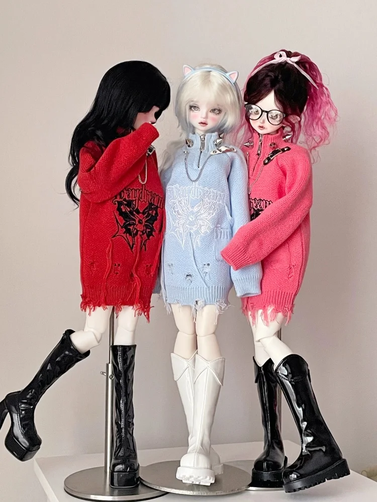 New Arrival BJD Doll Clothes for 1/4 Doll White Black Red Blue Pink Sweater Doll Clothing Accessories (Only Sweater No Dolls)