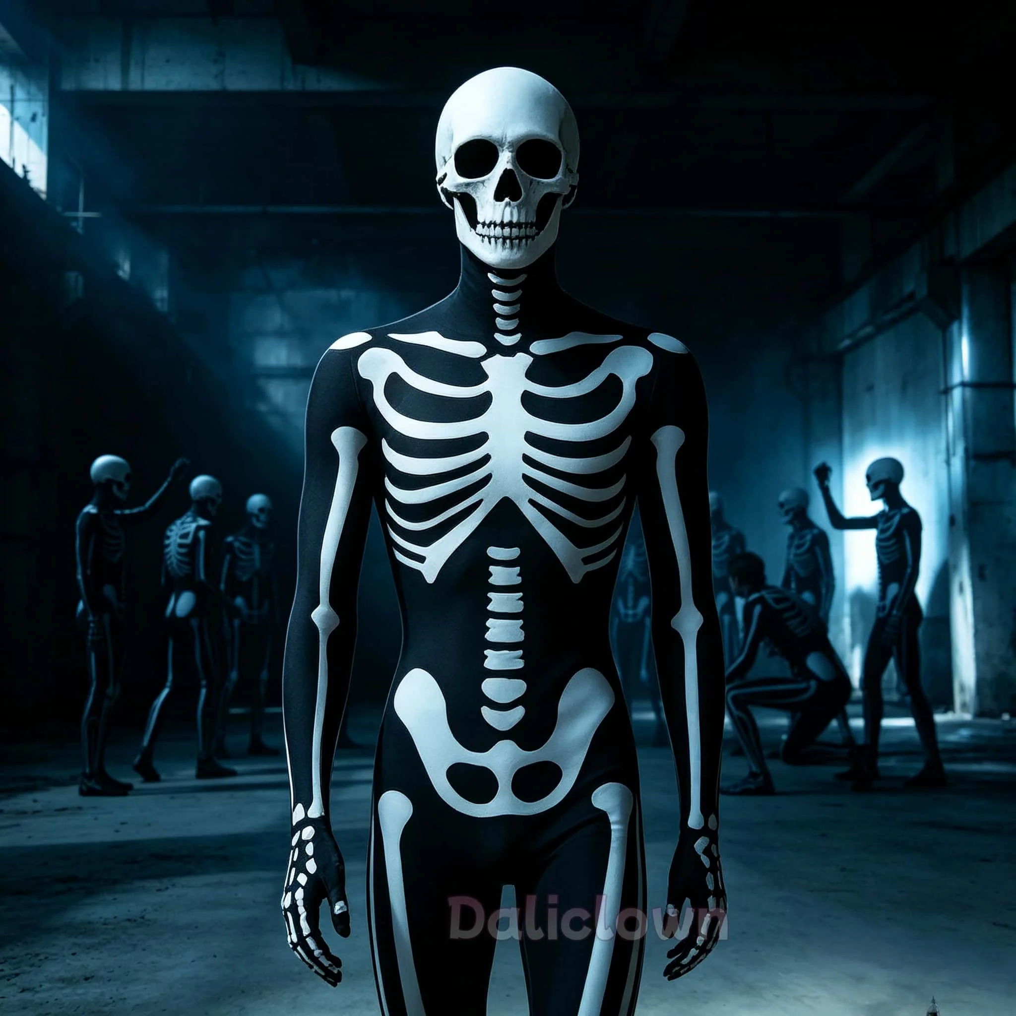 Halloween Death Horror Costume Skeleton Bodysuit Skull Steampunk Skeleton Cosplay Jumpsuit Gloves Mask Party Clothes Women Men view 5