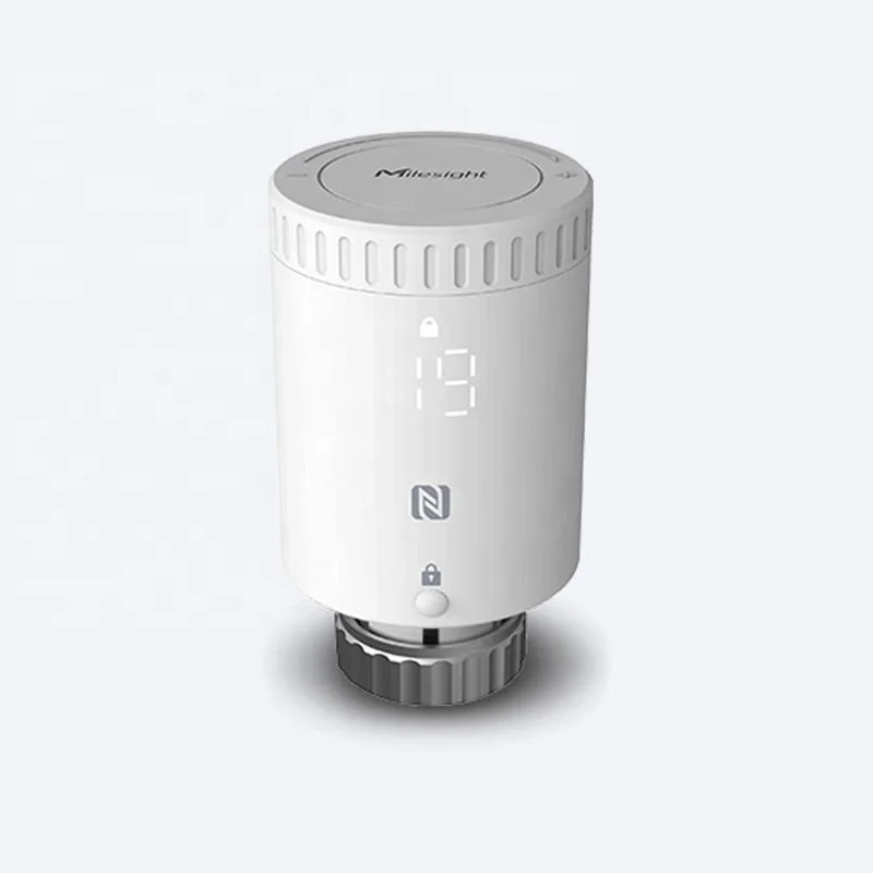Termostato de radiador inteligente Milesight WT101, detección y calibración precisos de temperatura, compatible con sistemas BMS