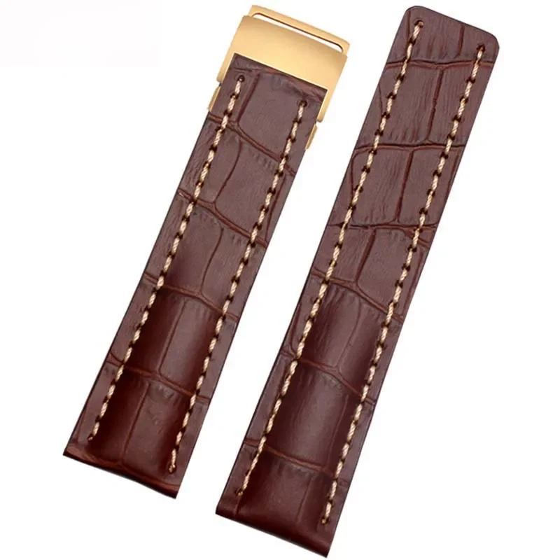 Wysokiej jakości prawdziwa skórzana pasek do zegarka do Breitling męska bransoletka ze skóry bydlęcej z klamrą 22mm 24mm