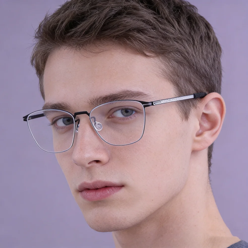 

Модные мужские квадратные очки без оправы, ультралегкие титановые женские очки, дизайнерские люксовые очки для маленького лица 133 мм