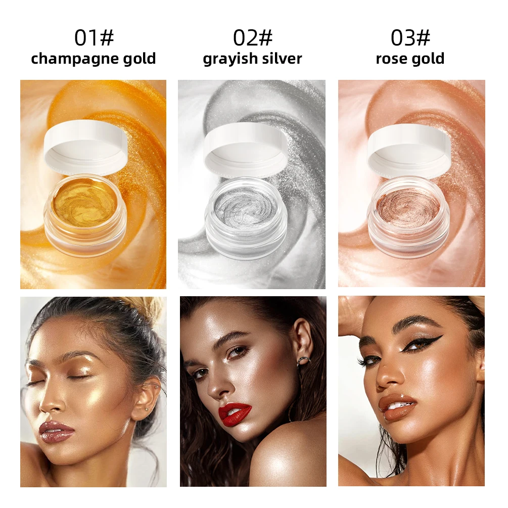 QIBEST Glitter Highlighter Makeup Sparkling Eye Shadow Silkworm Shimmer Illuminator Face Contour Bronzer Cream Body Highlighter