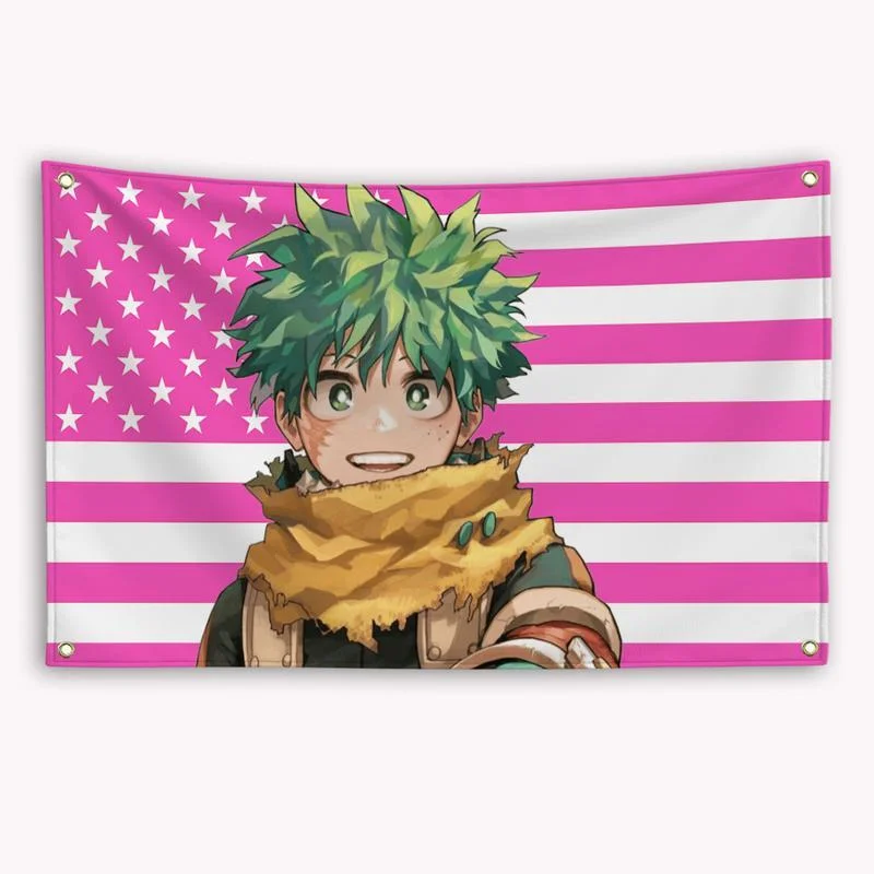 VIKAMA Anime Girl Pink American Flag Wandteppich Kawaii Waifu Wandbehang Schlafzimmer Wohnzimmer Schlafsaal Heimdekoration – Detail 5