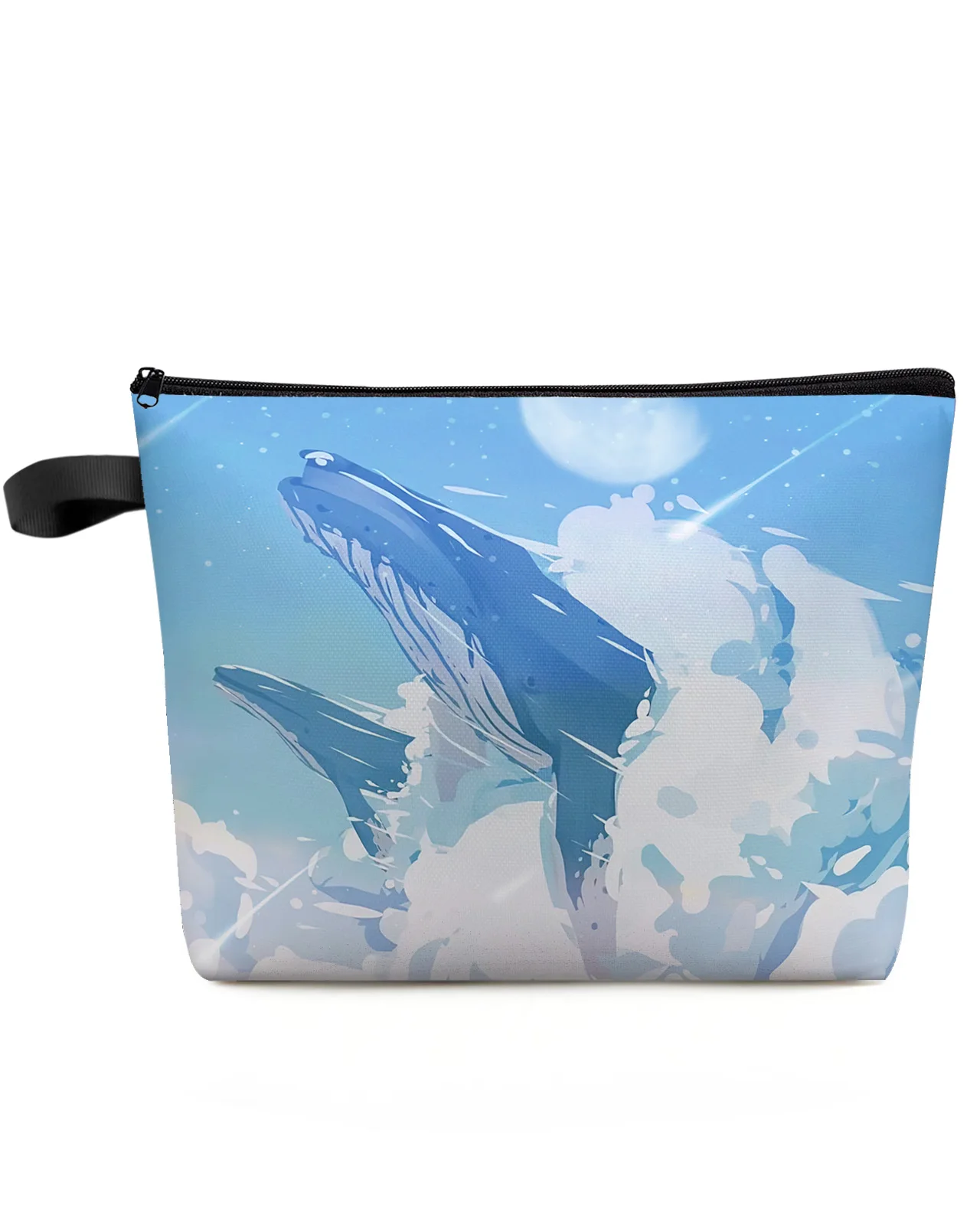 Whale Blue Sky Meteor Star Cloud Makeup Bag Pouch Travel Essentials Women Cosmetic Bags Toilet Organizer Storage Pencil Case