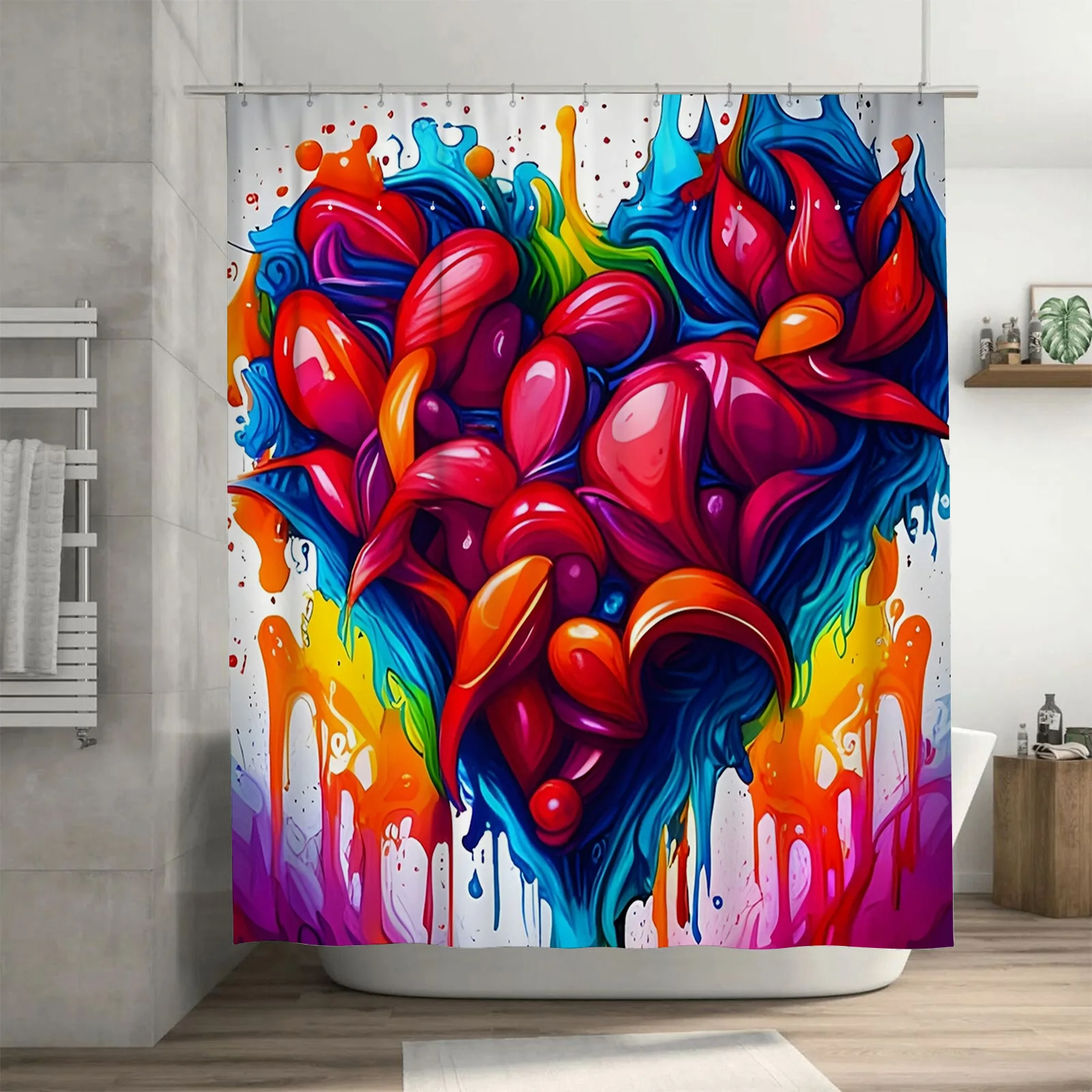 

Яркая абстрактная занавеска для душа с цветочным рисунком - водонепроницаемая, устойчивая к плесени, можно стирать в машине для художественного декора ванной комнаты