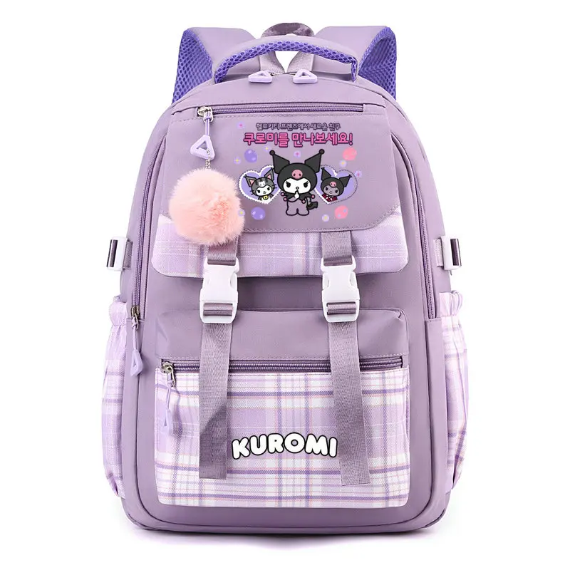 Kuromi-mochila Kawaii con estampado de Anime para mujer, bolsa escolar para estudiantes, adolescentes, niños y niñas