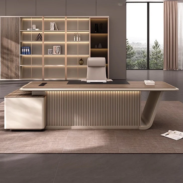 

Desk boss table simple modern light luxury senior sense president leadership officechair combination