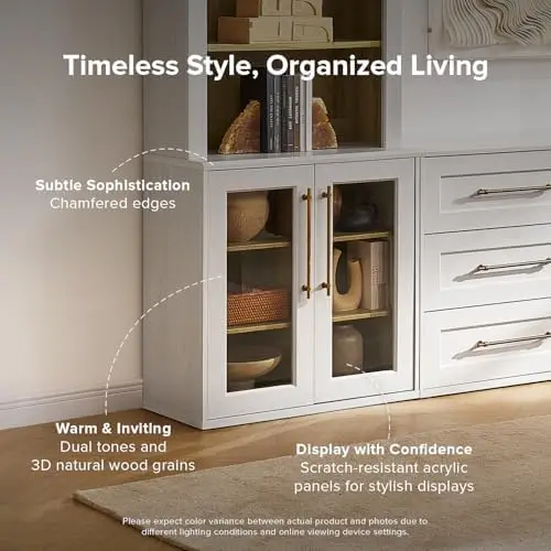 خزانة تخزين بليك، خزانة جانبية معيارية مع مساحة تخزين، أكريليك بلوط أبيض (مفرد) #3