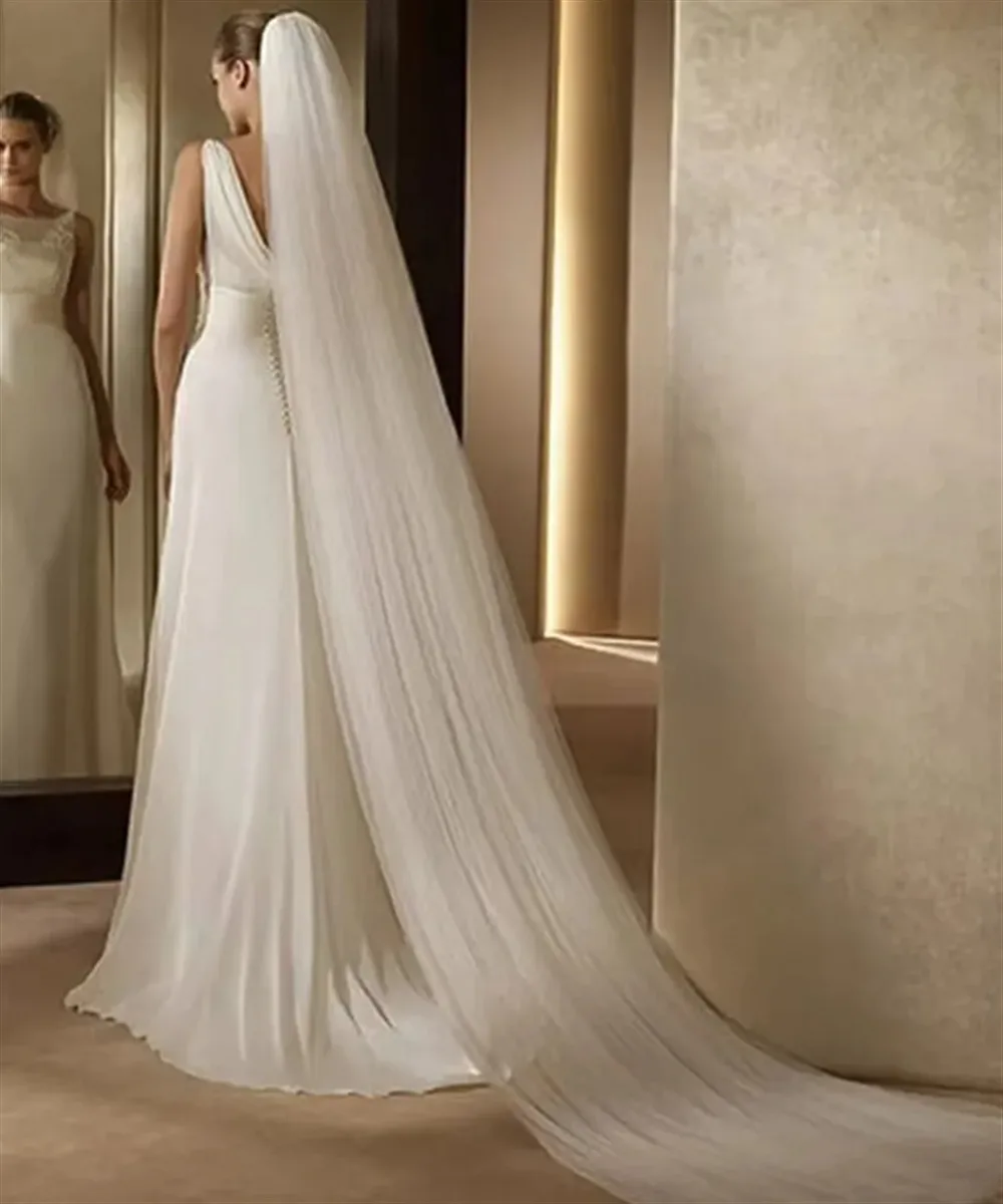 Элегантная свадебная фата цвета слоновой кости по индивидуальному заказу, однослойная фата из мягкого тюля, фата на голову, свадебные аксессуары с расческой