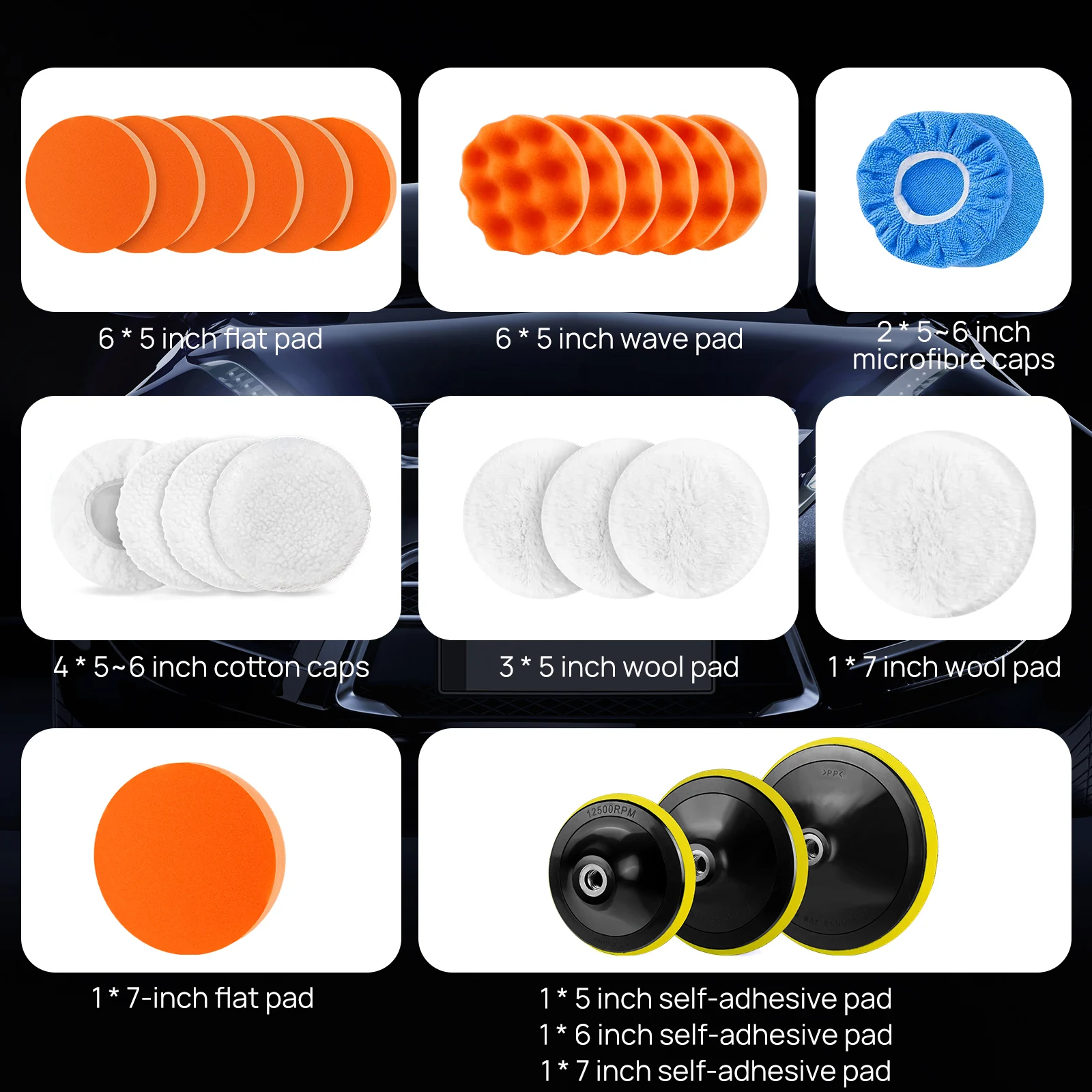 Electric Dual Action Polisher for Car, 1400W Electric Polishing Machine, 800-3500 RPM, 150-180mm, 6 Variable Speed Control