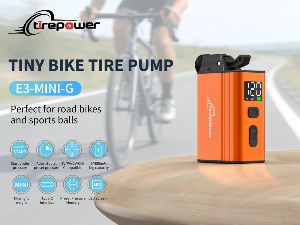 120 PSI Tragbare Elektrische Luftpumpe mit Anpassbarer Reifendruckanzeige für MTB und Rennräder mit Schrader- und Presta-Ventil – Detail 1