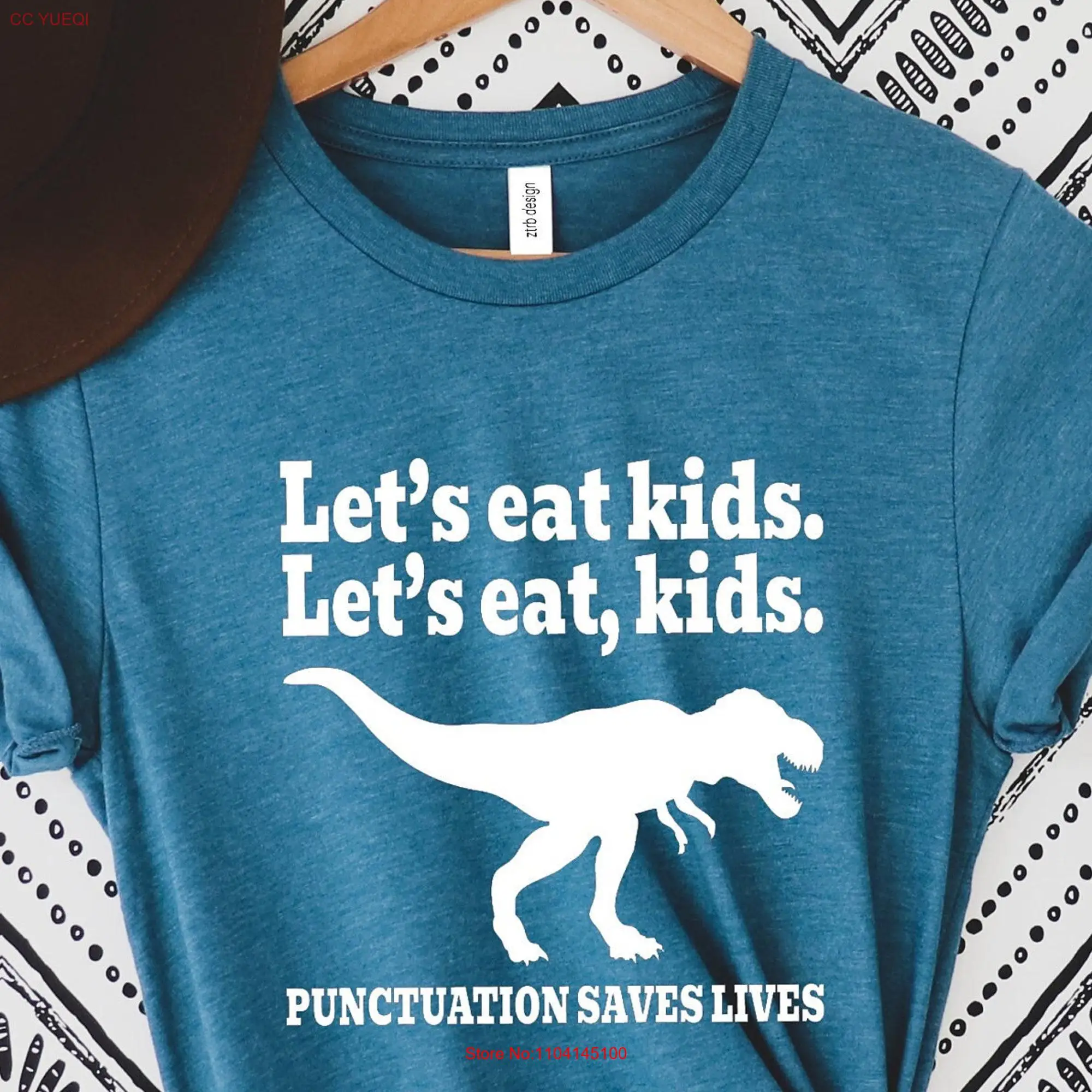 Funny Grammar T Shirt Punctuation Eat Kids English Teacher Saves Lives Commas Save back to school long or short sleeves