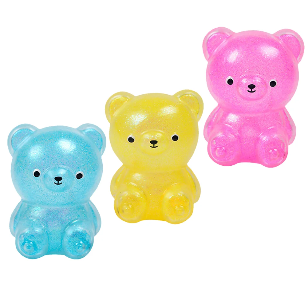 3 Pcs Decompression Toys Funny Squeeze Stretchy Prize Cartoon Child Bear
