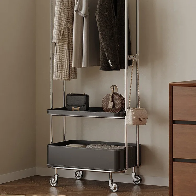 Mittelalterlicher mobiler Kleiderbügel, Bodenmodul, Garderobe aus Edelstahl, Aufbewahrungsbügel für kleine Wohnungen und Schlafzimmer