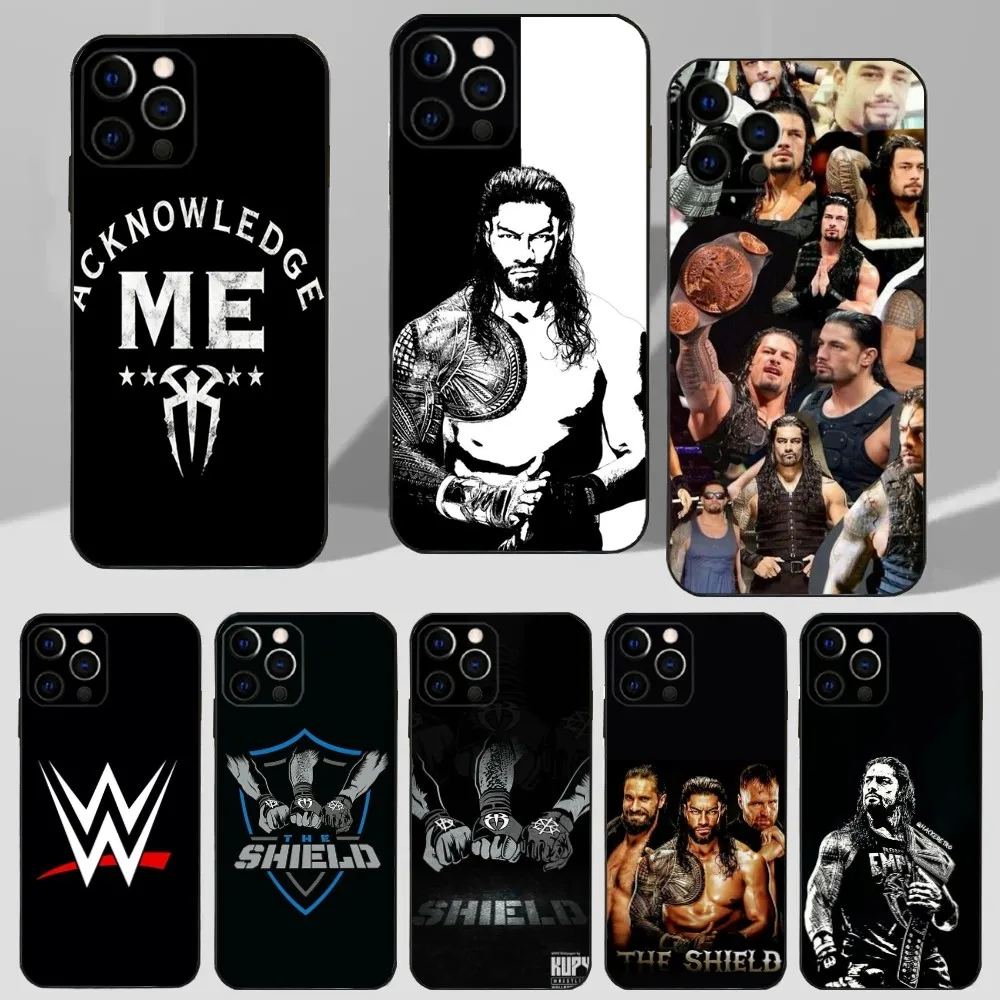 W-WWE The S-Shield Phone Case For iPhone 16,15,14,13,12,11 Plus,Pro Max,XS,X,XR,SE,Mini,8,7 Soft Silicone Black Cover