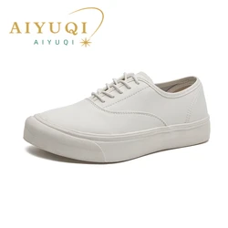 AIYUQI Women Sneakers Flat Shoes Genuine Leather 2026 New Non-slip Women Skateboard Shoes Lace-up Student Female Running Shoes