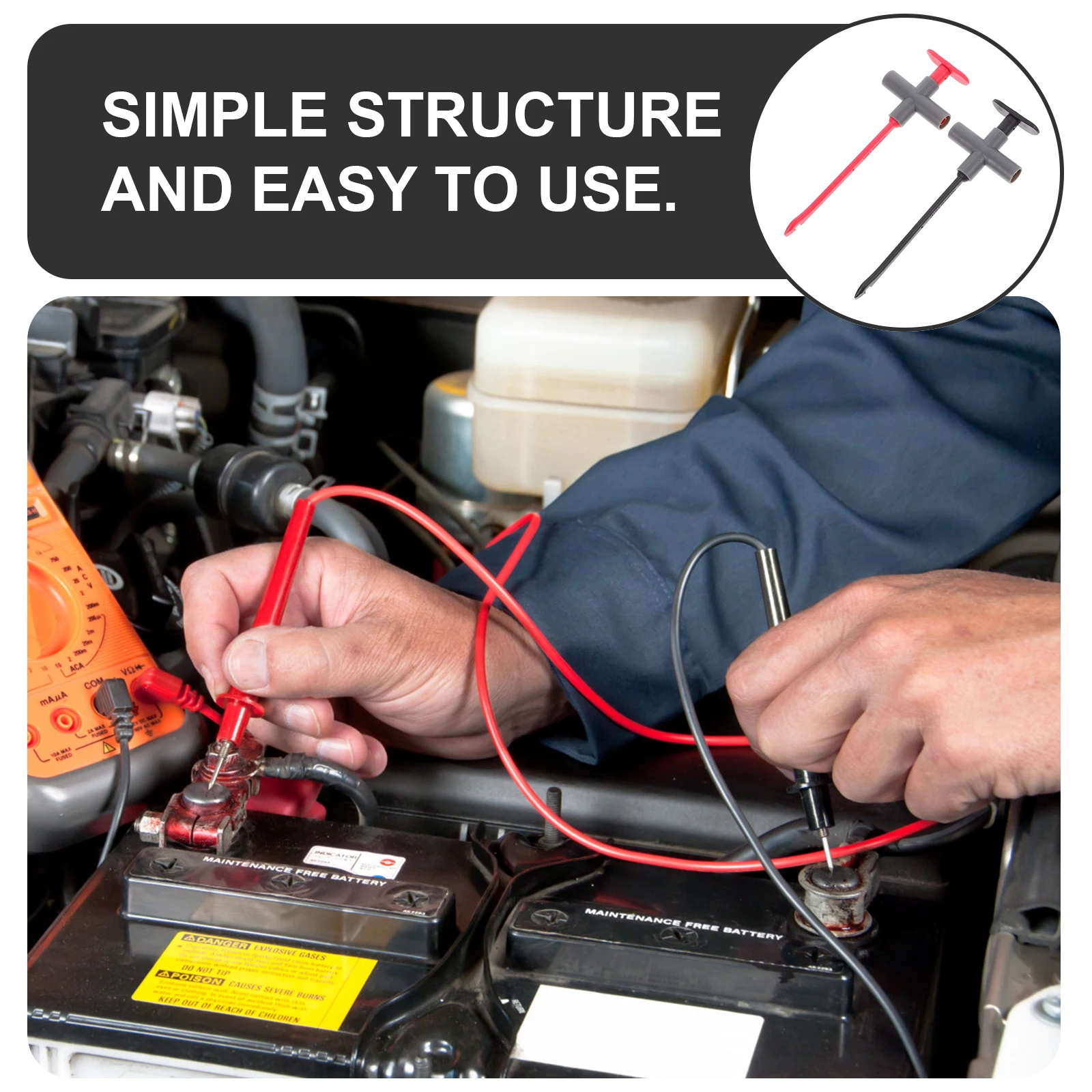 

2Pcs Multimeter Test Probes Non-Piercing Durable ABS Automotive Testing Tool Versatile Electrical Test Lead Needle