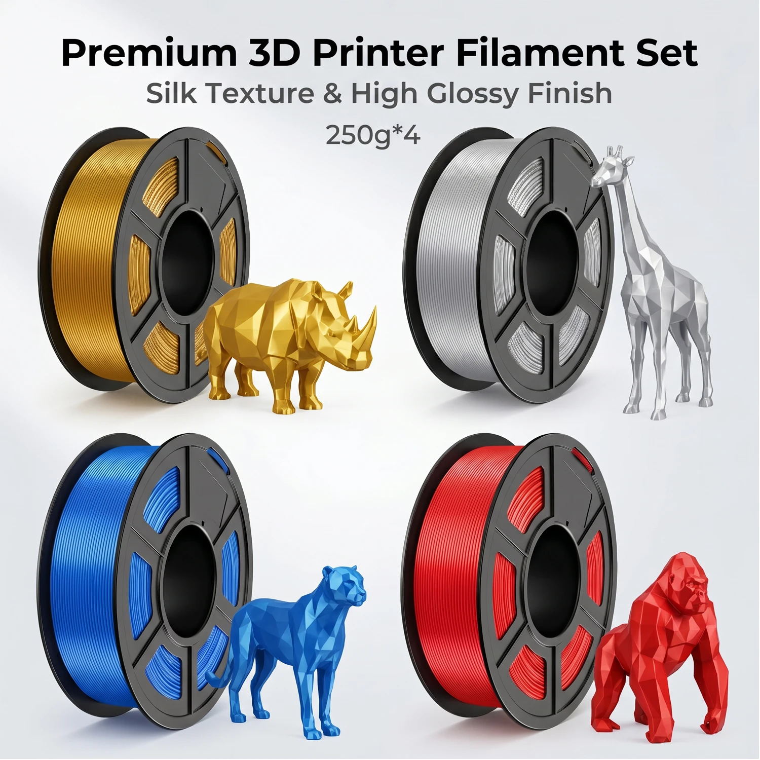 

Silk Gold PLA 3D Printer Filament 1.75mm Dimensional Accuracy +/-0.03mm Gloss Shiny Silk PLA 3D Printing Filament Spool