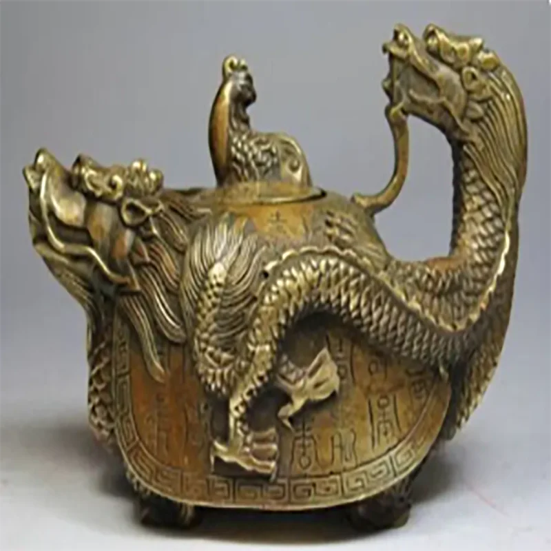 

Elaborate Chinese Old Copper Handwork Dragon Teapot