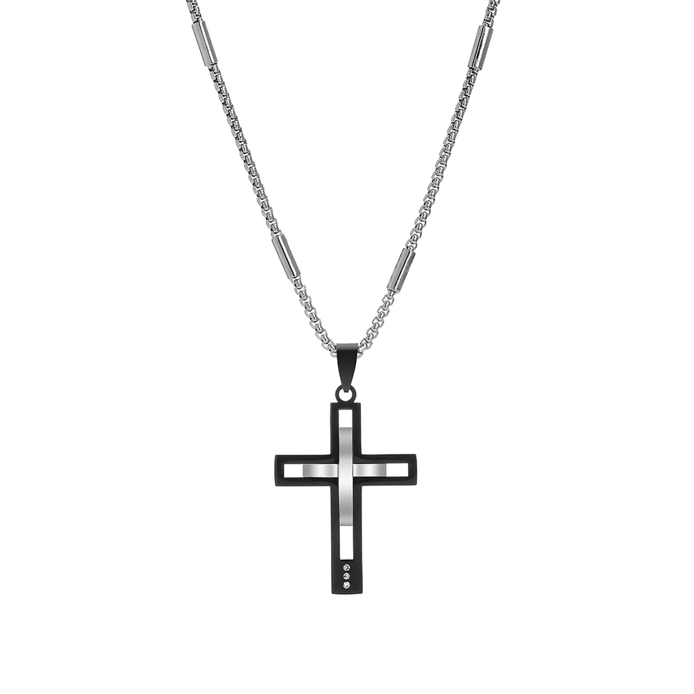 Fashion OL Two Color Titanium Steel Cross Necklace Man For Party Birthday Gifts Fashion Jewelry