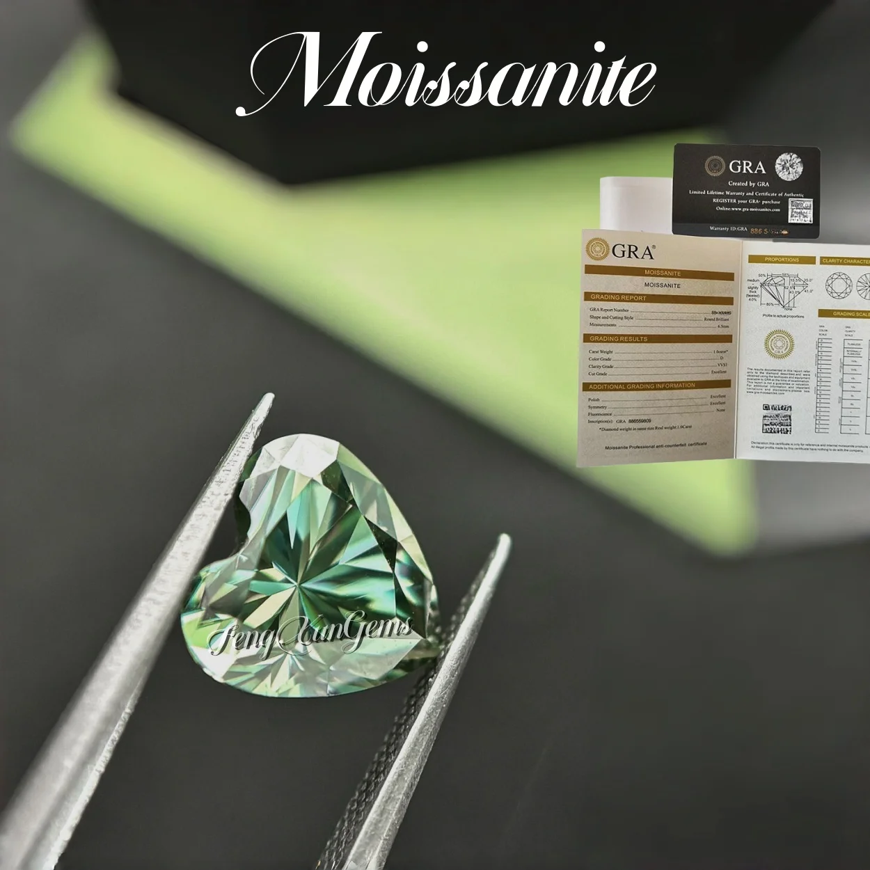 

Deep Green Loose Moissanite Diamonds vvs1 Pass Diamond Test II Heart 0.1~5.0ct with GRA Certificate Fine For Jewelry Inlay