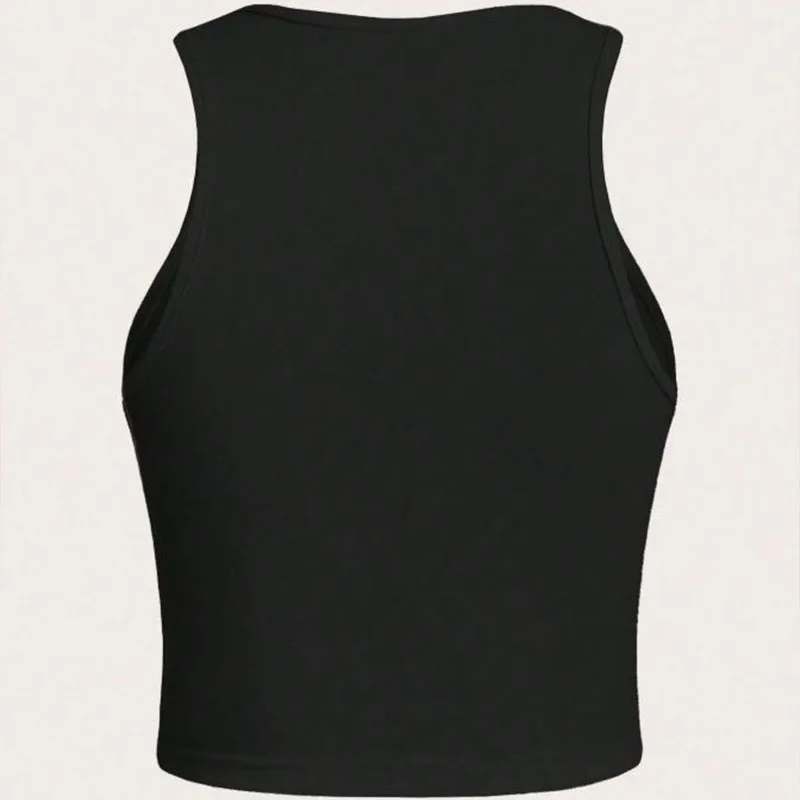 2025 Summer New Women's Casual Minimalist Solid Color Tank Top! Minimalist American English Print, Slimming & Flattering
